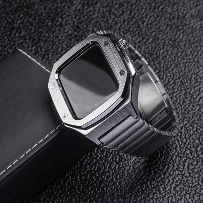 China Original Designer Men Leather Band Strap And Luxury Metal Watch Case For Apple Iwatch Smart for sale