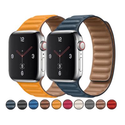 China Fashionable Watchband Leather Strap For Iwatch Se 6 5 7 4 3 2 1/Magnetic Leather Loop Watch Band Strap For Apple Watch 6 Se for sale