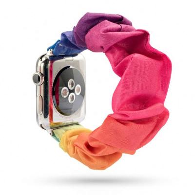 China New Fashion Washable Mix Ring Loop Rainbow Boho Luxury Scrunchie Plaid Decorative Watch Band For Apple Watch Bands for sale