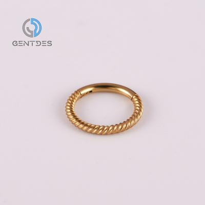 China FASHIONABLE ASTM F136 Titanium Body Piercing Gold Minimalist Twisted Nose Ring For Women Labret Lip Helix Cartilage Circle Earrings for sale