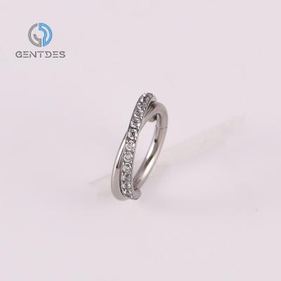 China FASHIONABLE Minimalist G23 Surgical CZ Zircon Earrings CZ Zircon Body Jewelry Piercing Ring Hoop Nose Ring For Belly Lip Nipple Larbet for sale