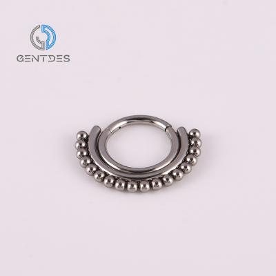 China Fashion Trendy Titanium Waterproof Nose Ring G23 Nose Jewelry Piercing Minimalist Stud Body Beaded Nose Circle Ring For Women for sale