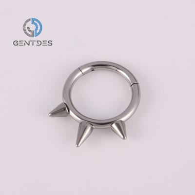 China TRENDY Jewelry G23 Punk Titanium Nose Piercing Geometric Circle Ring Clip On Nose Ring Rivet Nose Ring Special Design For Women And Men for sale