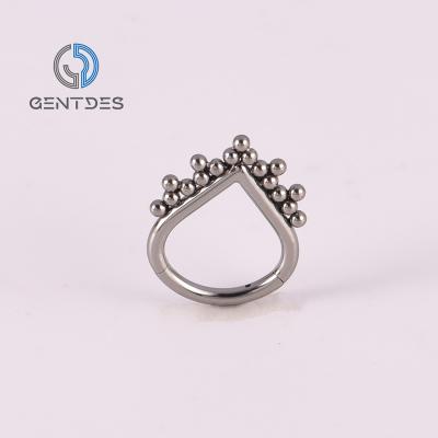 China FASHION G23 Titanium Nose Septum Clicker Ring Cartilage Earrings Tragus Helix Piercing Jewelry Beaded Nose Rings For Women for sale