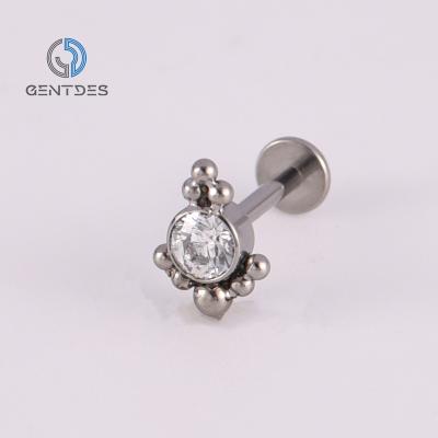 China FASHIONABLE Piercing Titanium Nose Ring Helix Tragus Zircon Earrings Cartilage Lip Piercing Astm F136 Labret For Body Jewelry Piercing for sale