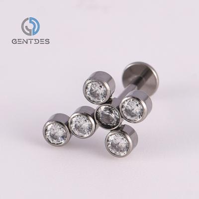 China CZ Titanium Zircon Cartilage Earrings FASHIONABLE Helix Body Jewelry Labret Lip Septum Nose Piercing Cross Piercing Ear Stud for sale