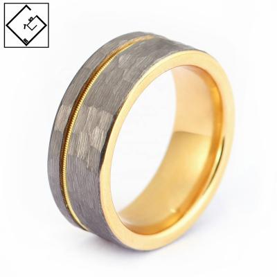 China CLASSIC ready to ship gold guitar string inlay hammered jewelry wedding rings for sale