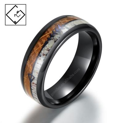 China CLASSIC Ready To Ship 8mm Couples Ring With Arrow Inlay Antler Ceramic Ring for sale