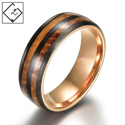 China CLASSIC Ready To Ship Tungsten Ring With Double Whiskey Wood Inlay Wedding Ring for sale