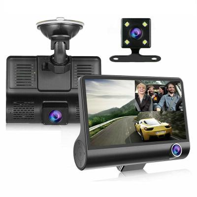 China Small G-sensor 4 Dash Cam 3 Dash Camera Recorder Car DVR Black Box Rearview Car DVR Inch Screen Video DVR 3 Ways HD Driving Recorder for sale