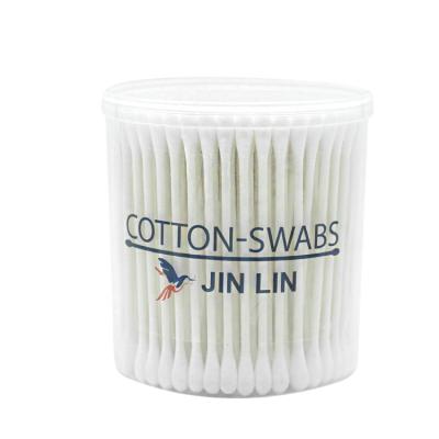 China Disposable 100% Pure Cotton Paper Cotton Buds Round Double Heads Ear Q Tips for sale