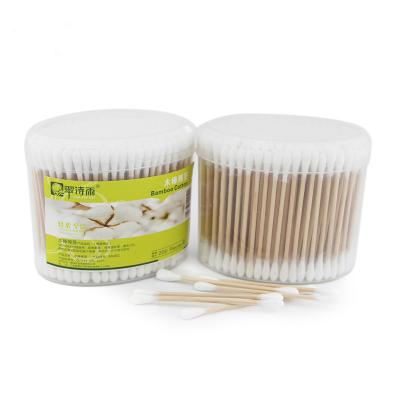 China Disposable New Products High Quality Custom Soft Cotton Bud Wooden Swab For Makeup for sale