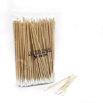 China Wooden Clean Tip Q Gun Home Use+office+travel 6 Inch Long Head Cleaning Swabs Single Wooden Cotton Stick Tips for sale