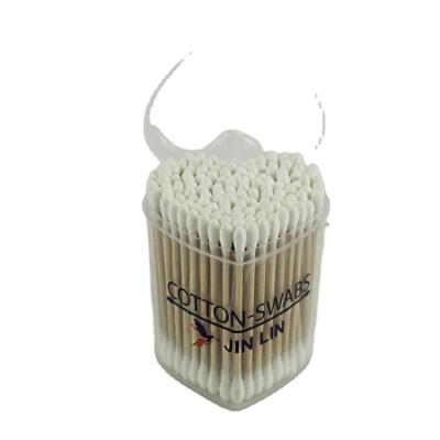 China Disposable Factory Price Customized Plastic Box 100pcs Bamboo Stick Low MOQ Cleansing Sterile Cotton Swab for sale