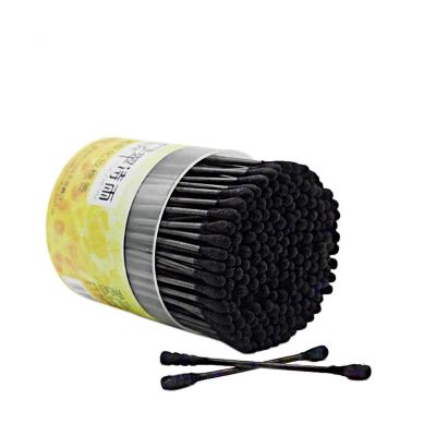 China Disposable Q-Tips Paper Stick Spiral Tips Black Cotton Swabs For Makeup for sale