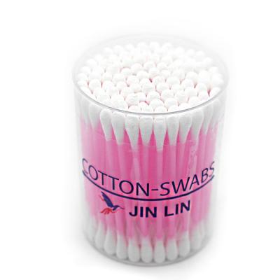 China Use+office+travel maker price home clean swab make up cleaning stick cotton pink plastic earbud for sale