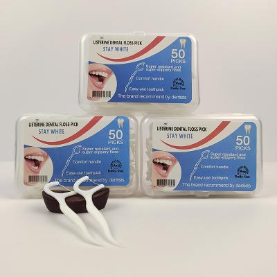 China restaurant & Biodegradable Household Travel Size Individually Wrapped 50pcs Tooth Pick Dental Floss For Kids for sale