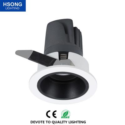 China 2021 HSONG COB Recessed Anti Glare Led Indoor Light Ceiling Adjustable Led Downlight Anti Glare Wall 7W 12W Wash Downlight for sale