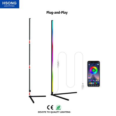 China Modern Decor Smart Corner Floor RGB Standard HSONG Morden RGB Lighting Floor Lamp For Living Room for sale