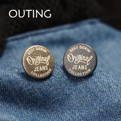 China Nickel Free Metal Jeans Button , Laser Customized Logo High Quality Hardware Trims Customized Logo for sale