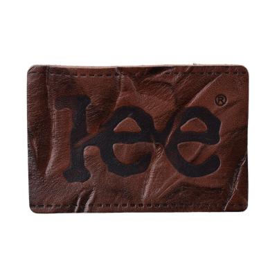 China Viable Leather Patch For Denim Pants Hot Stamping Debossed Customized Crumpled Logo Garment Wholesale Label for sale