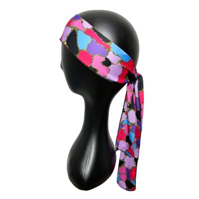 China Soft/Comfortable/Eco-friendly Luxury Fashion Custom Head Wraps Designer Headbands Tie Hair Edge Scarf Headwraps for sale