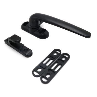 China Modern High Quality Aluminum 1-Shape Black Zinc Alloy Office Casement Window Fixed Lock Hook Latch Handle for sale