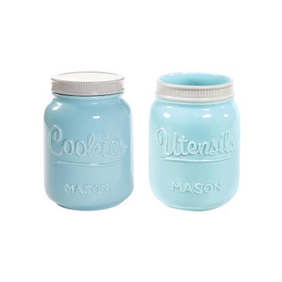 China Europe Style New Factory Custom Mini Ceramic Candle Mason Jar Ship For Candle With Lid for sale