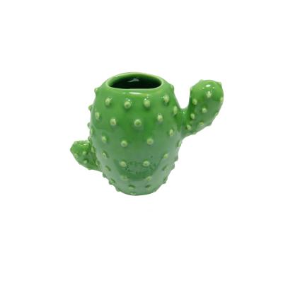 China Europe style factory new custom design unique fancy ceramic cactus shape pen stand pencil holder for sale