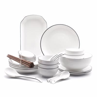 China New 16 piece white restaurant western factory Nordic modern ceramic porcelain dishware dinner tableware set for sale