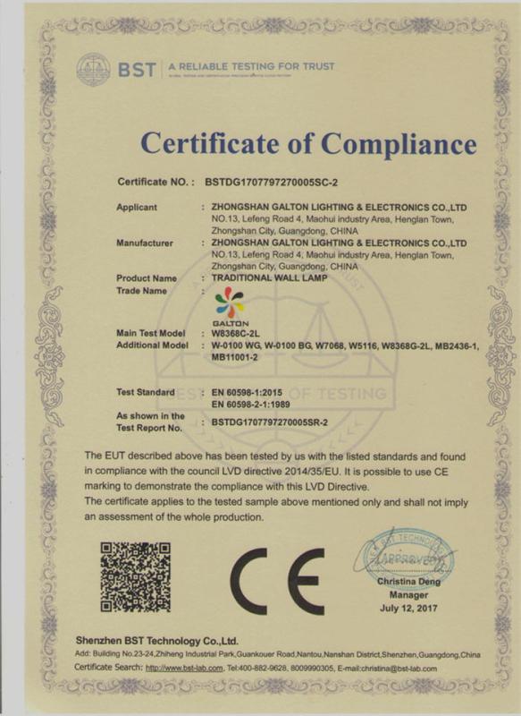 CE - Zhongshan Galton Lighting Appliance Co., Ltd.