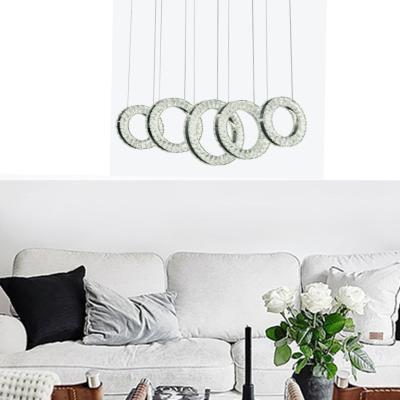 China Modern Hanging Led Stairs Luxury Modern Light Fixture Ring Crystal Chandelier for sale