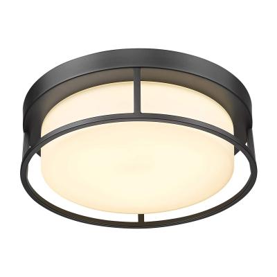 China Industrial Flush Mount LED Ceiling Light Fixture 12 Inch Round Ceiling Light Fixtures Dimmable Black Frosted Glass Close To The Ceiling for sale