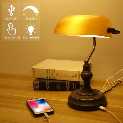 China Modern luxury nordic vintage bed side decorative dimmable touch switch rheostat galtlap touch control dimmable usb port lead glass shades metal study table lamp for sale