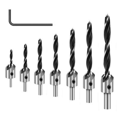 China High Carbon Steel Countersink Drill Bits Set- 7Pcs Counter Sink Bit for Wood High Speed Steel for sale