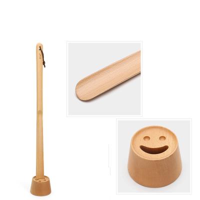 China New Gift 2021 OEM Comfortable Luxury Spoon Aid Portable Promotional Wooden Shoe Horn Extra Long for sale