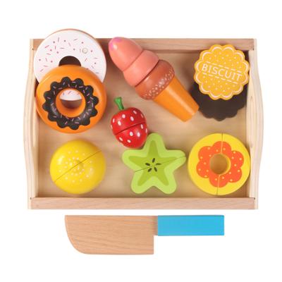 China Good Quality Cutting Fruit Vegetable Kids Kitchen Food Safe Set Educational Wooden Toys for sale