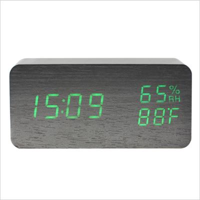 China Popular Modern Decorative Custom Wooden Table Calendars Digital And Deskled Light Alarm Clock for sale