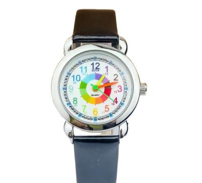 China 2021 new alarm children's belt watch color word circle children's boys and girls quartz watch for sale