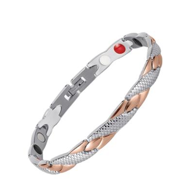 China FASHIONABLE Fashion Mix Energy Bracelet Magnets Silver Black Color 4 In 1 Therapy Bracelet for sale