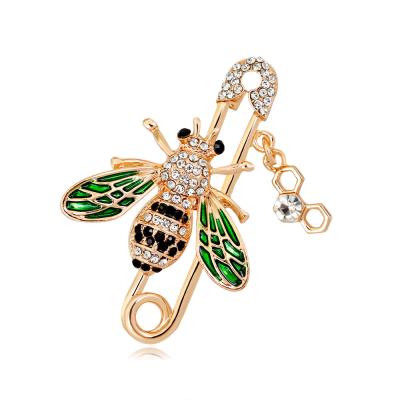 China Large Safety Pin Insect Crystal Brooch Scarf Women Crystal Clothing Pin Brooch Bee Pins Enamel Rhinestone Bee Brooch Pin for sale