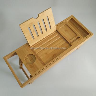 China Sustainable 2 in 1 Bamboo Tub Caddy Tray and Bamboo Bed Tray with Adjustable Legs for sale