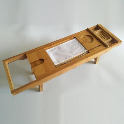 China Sustainable Bath Tray Bamboo Tub Cart With Extending Side for sale