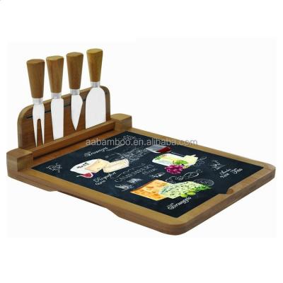 China Large sustainable ply bamboo cheese board with magnetic strips holds 4 cheese knives for sale