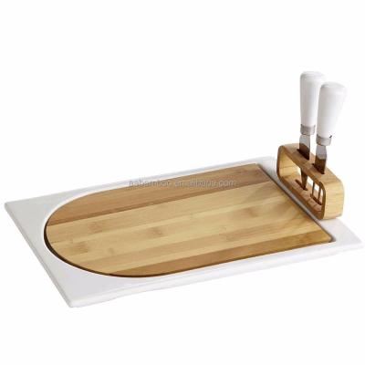 China Sustainable Cheese Board , Marble And Wooden Bamboo Serving Tray Board for sale