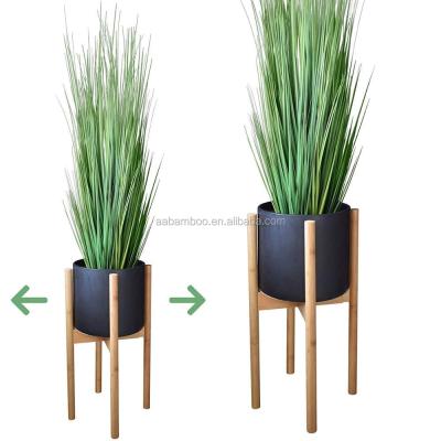 China FLOOR Natural Modern Bamboo Flower Stand for Plant Indoor Bamboo and Wood Adjustable Stand for sale