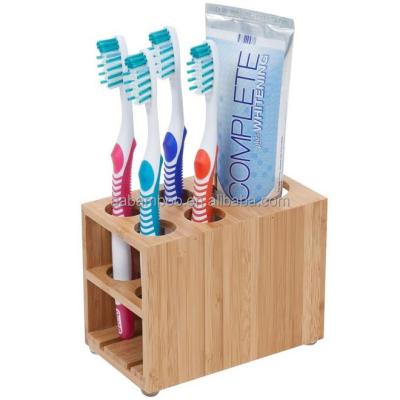 China Sustainable Multifunctional Bathroom Accessories Wooden Bamboo Toothbrush Holder for sale