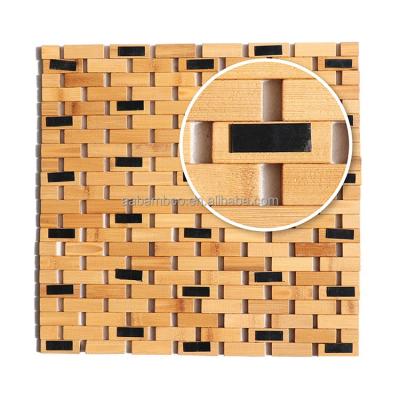 China Sustainable Luxury Natural Bamboo Bath Mats Wooden Bathroom Mat Non Slip Anti Slip Bamboo Bath Mat for sale