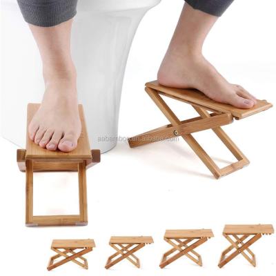 China Small Eco - Friendly Portable Bamboo Wooden Bathroom Folding Foot Stool for sale