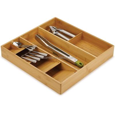 China Compact Wooden Bamboo Organizer Tray Drawer Store Kitchen Drawer Cutlery Organizer for sale